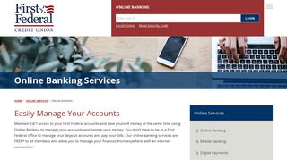 Online Banking Services | | First Federal Credit Union
