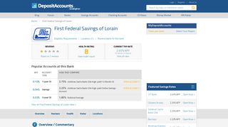 First Federal Savings of Lorain Reviews and Rates - Ohio