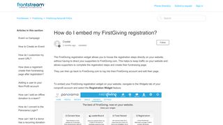 How do I embed my FirstGiving registration? – FrontStream