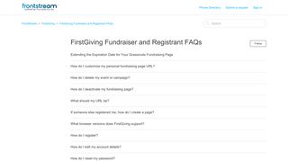 FirstGiving Fundraiser and Registrant FAQs – FrontStream