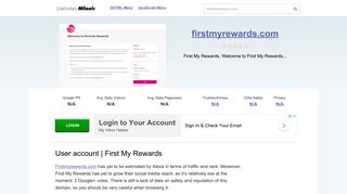 Firstmyrewards.com website. User account | First My Rewards.