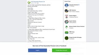 LIST OF FIRST GUARANTEE PENSION LIMITED... - Facebook