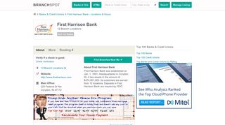 First Harrison Bank - 12 Locations, Hours, Phone Numbers …