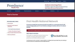 First Health National PPO Network | Prominence Health Plan