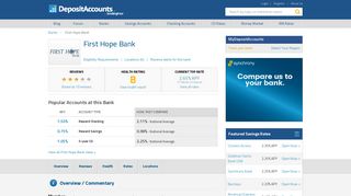 First Hope Bank Reviews and Rates - New Jersey - Deposit Accounts