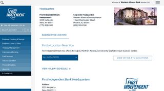 Locations | First Independent Bank - Western Alliance Bancorporation