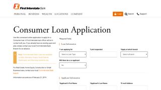 First Interstate Bank - Consumer Loan Application