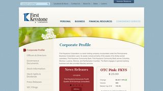 First Keystone Community Bank -- Investor Relations --