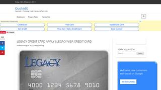 LEGACY CREDIT CARD APPLY | LEGACY VISA CREDIT CARD ...