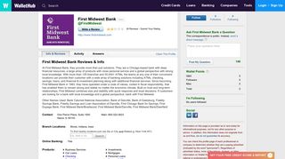 First Midwest Bank Reviews: 20 User Ratings - WalletHub