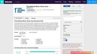 First National Bank, Ames, Iowa Reviews - WalletHub