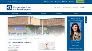 Banking in Beloit on Madison Rd | First National Bank and Trust
