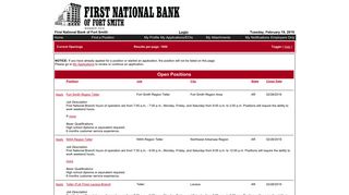 Job - First National Bank of Fort Smith