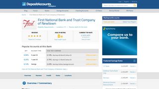 First National Bank and Trust Company of Newtown Reviews and Rates