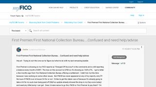 First Premier/First National Collection Bureau....... - myFICO ...