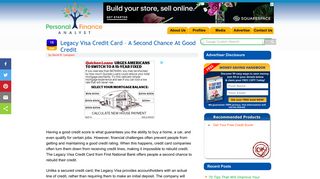 Legacy Visa Credit Card – A Second Chance At Good Credit ...