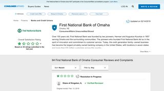Top 92 Reviews and Complaints about First National Bank of Omaha