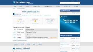 First Nebraska Bank Reviews and Rates - Nebraska - Deposit Accounts