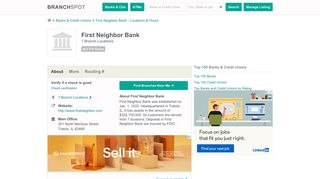 First Neighbor Bank - 7 Locations, Hours, Phone Numbers …