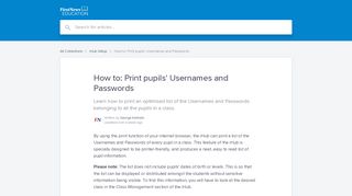 How to: Print pupils' Usernames and Passwords | First News iHub ...