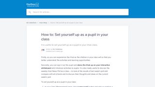 How to: Set yourself up as a pupil in your class | First News iHub Help ...