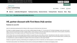 HfL partner discount with First News iHub service | Herts for Learning