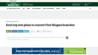 KeyCorp sets plans to convert First Niagara branches - The Business ...