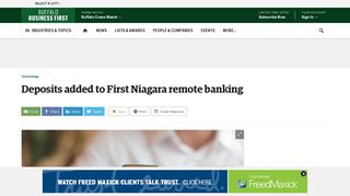 Deposits added to First Niagara remote banking - Buffalo Business First