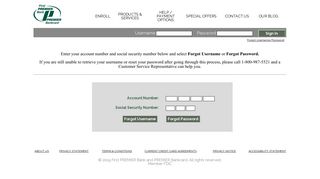 Premier Bank Card Online - Request Username - First PREMIER Bank