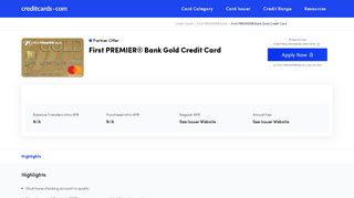 First PREMIER® Bank Gold Credit Card - Apply Online - Credit Cards