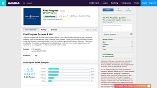 First Progress Reviews: 8,413 User Ratings - WalletHub