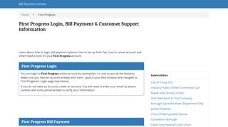 First Progress Login, Bill Payment & Customer Support Information