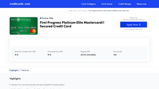 First Progress Platinum Elite MasterCard® Secured Credit Card ...