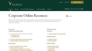 Corporate Online Resources | First Republic Bank