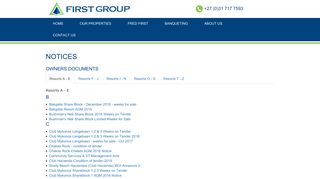 First Group Notices - First Resorts