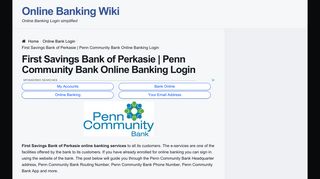 First Savings Bank of Perkasie (Penn Community Bank) Online ...