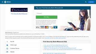 First Security Bank-Missoula: Login, Bill Pay, Customer Service and ...