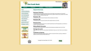 Deposit Services - First South Bank, SC - First South Bank, SC