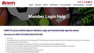 Member Login Help – Afrim's Sports