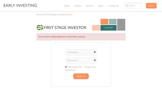First Stage Investor: Issue No. 24 - Early Investing
