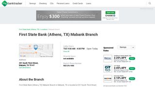 First State Bank (Athens, TX) - 201 South Third Street, Mabank, TX -