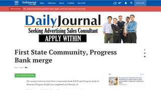 First State Community, Progress Bank merge | Local Business ...