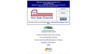 Welcome to First State Financial, Inc.'s Internet Banking