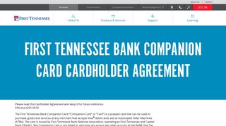 First Tennessee Bank Companion Card Cardholder Agreement - First ...