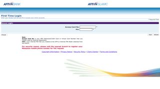 First Time Login - AFFIN Internet Banking - affinOnline.com
