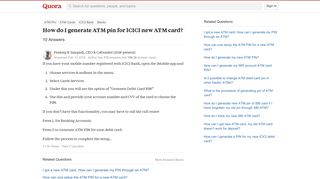 How to generate ATM pin for ICICI new ATM card - Quora