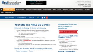 DRE/NMLS Combo CE - first tuesday