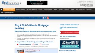 Pkg # 505 California Mortgage Lending - first tuesday
