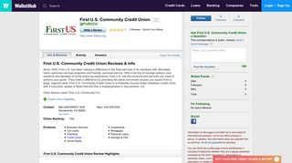First U.S. Community Credit Union Reviews - WalletHub