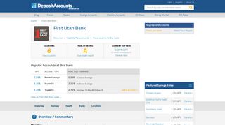 First Utah Bank Reviews and Rates - Utah - Deposit Accounts